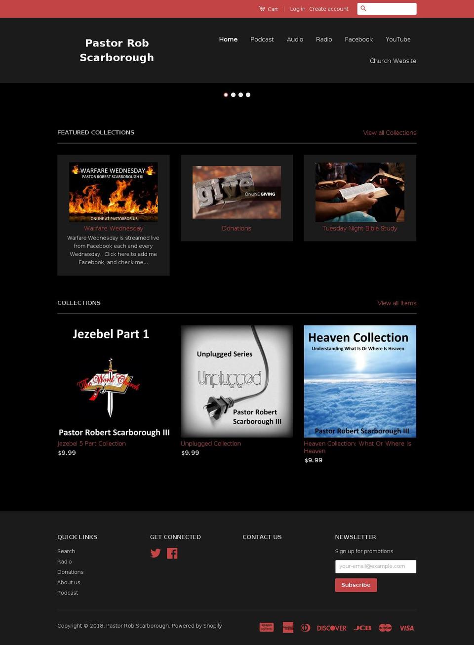 pastorrobscarborough.com shopify website screenshot