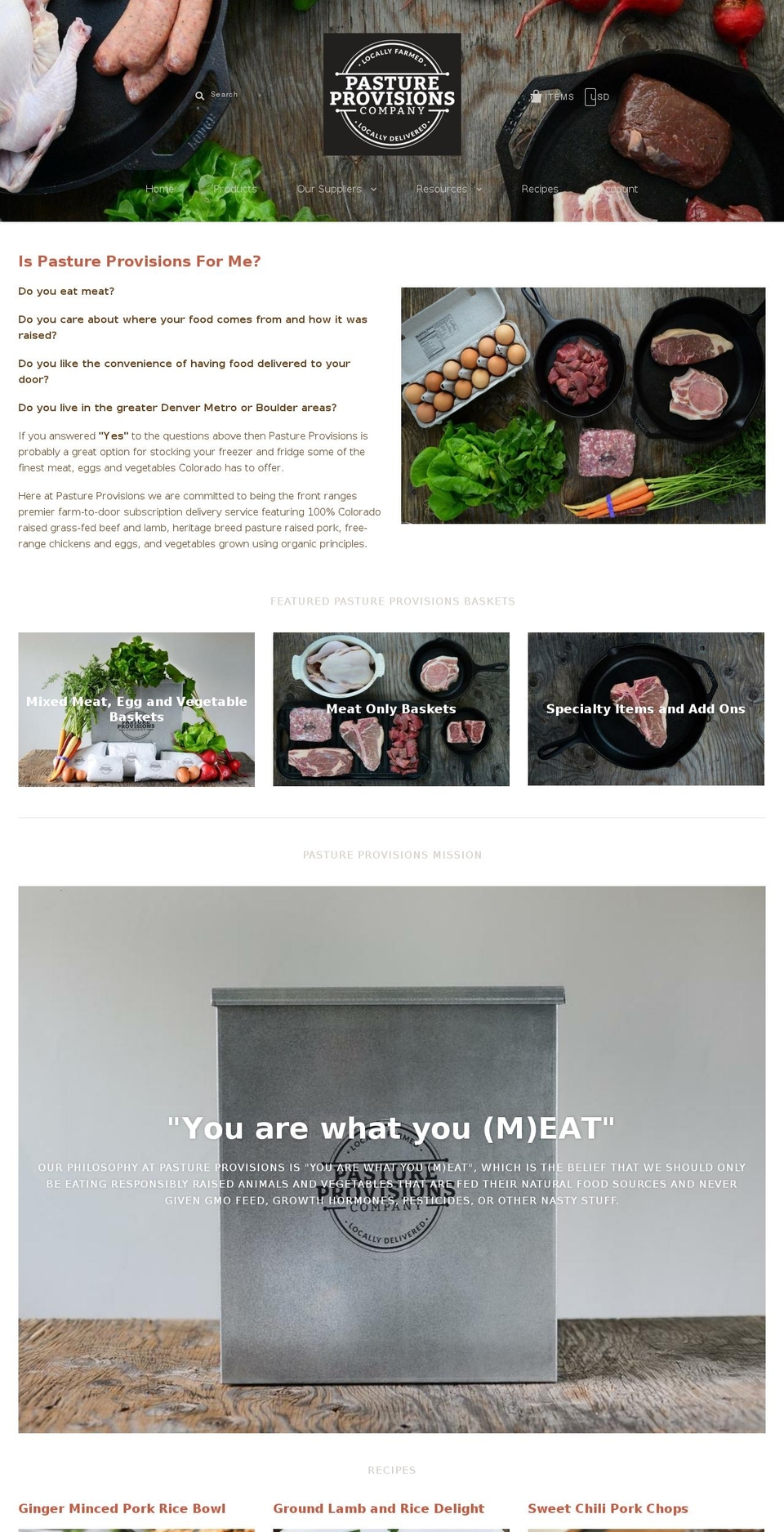 pastureprovisionsco.com shopify website screenshot