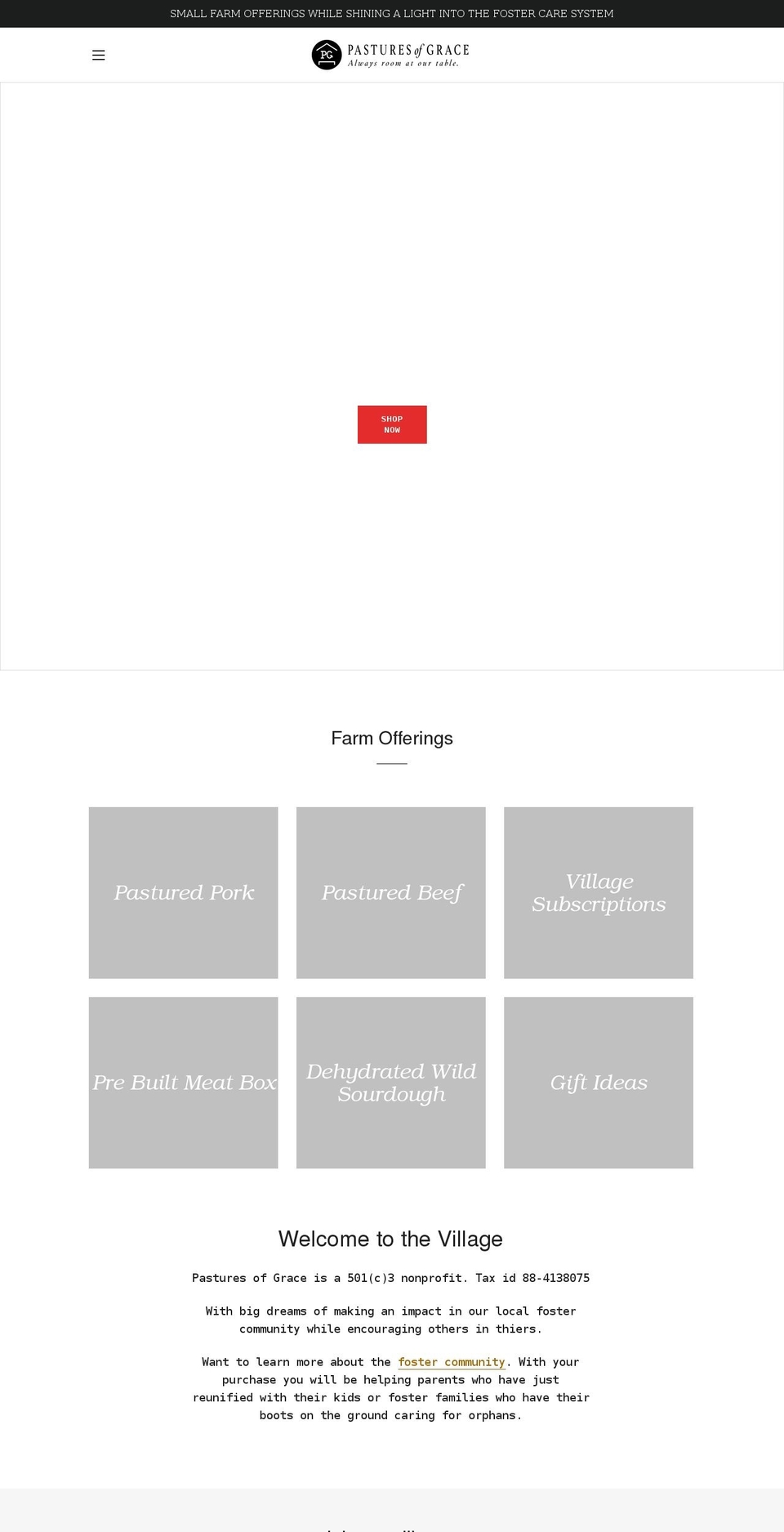 pasturesofgrace.com shopify website screenshot