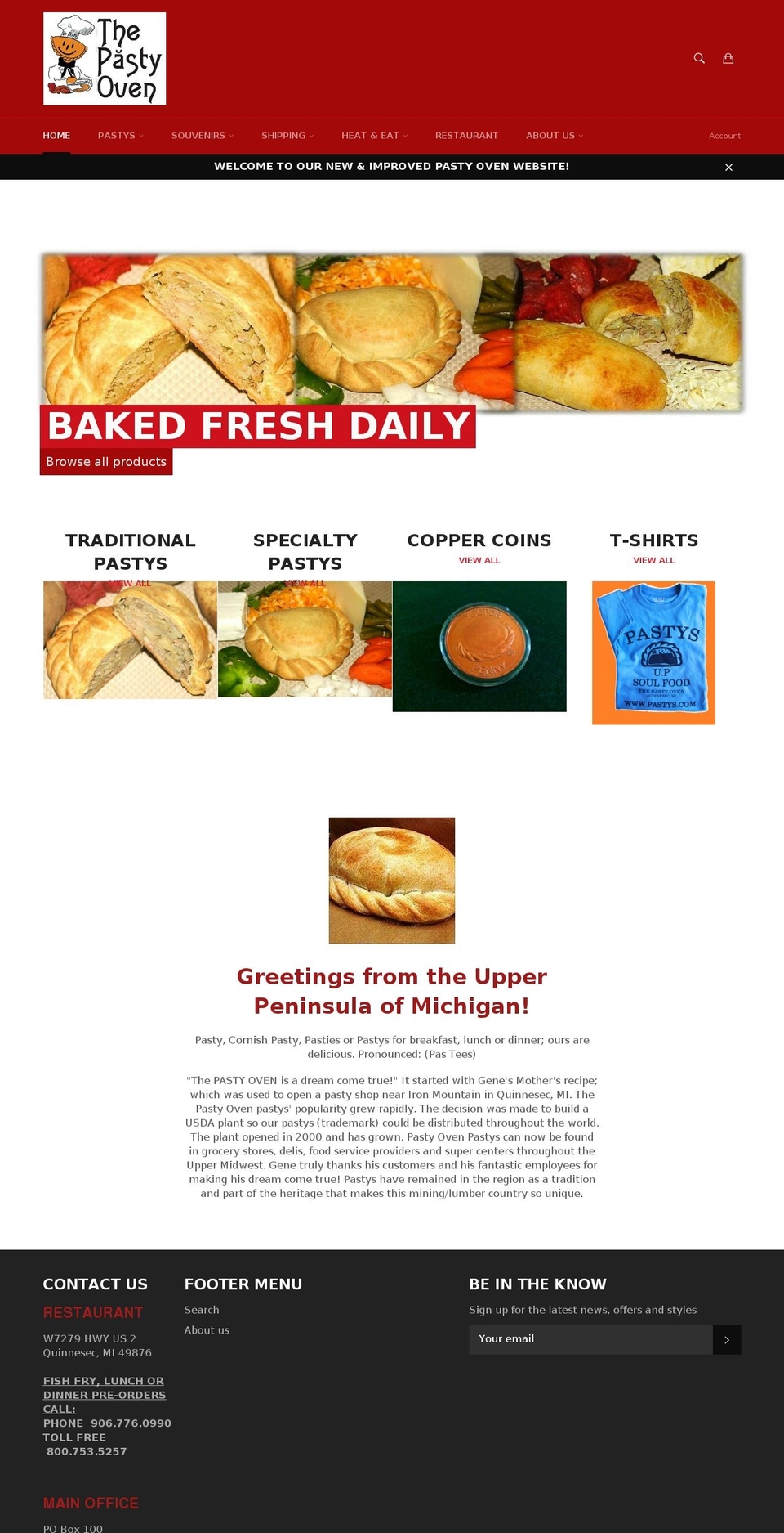 pastys.com shopify website screenshot