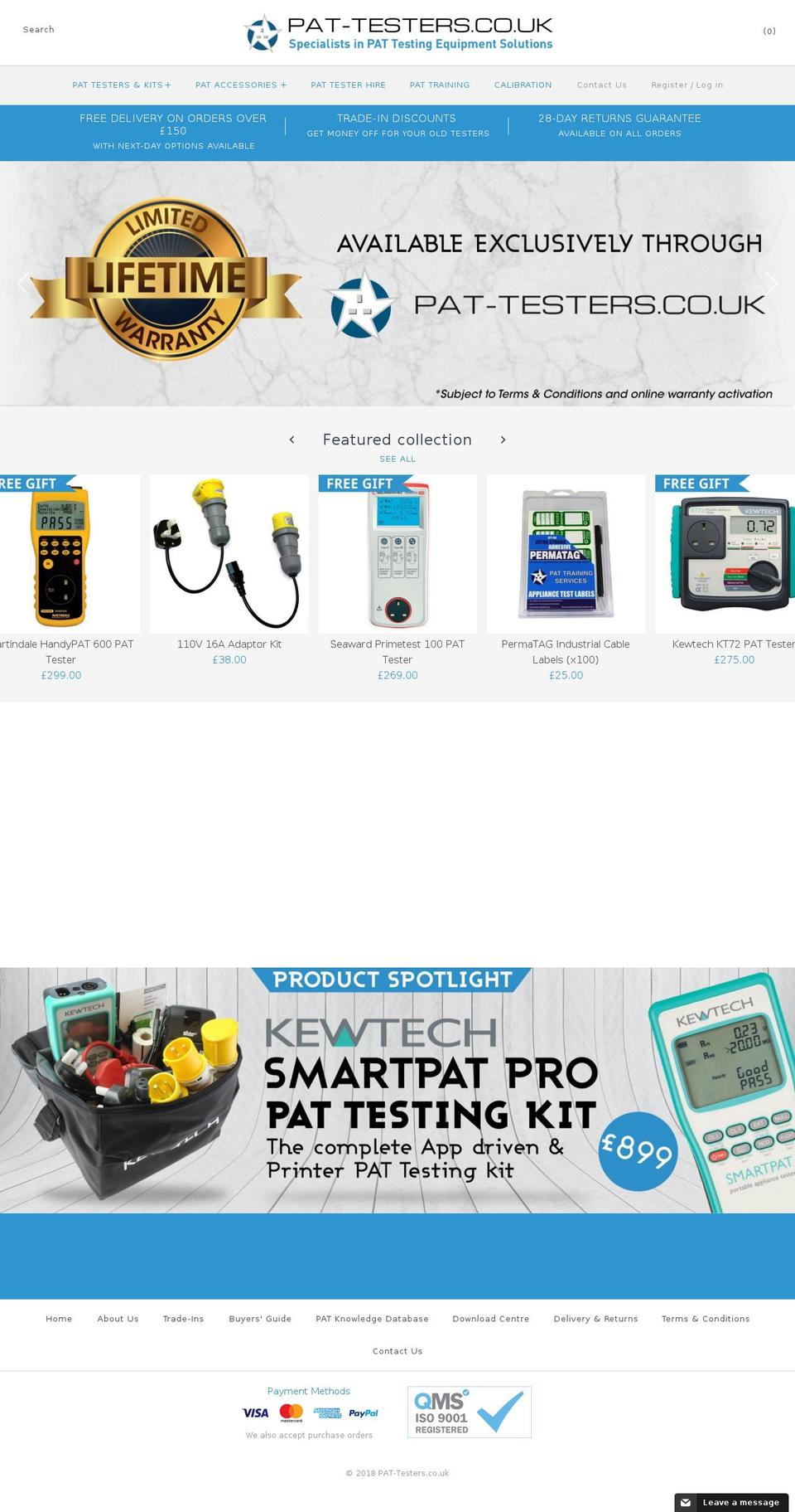 pat-tester-equipment.co.uk shopify website screenshot