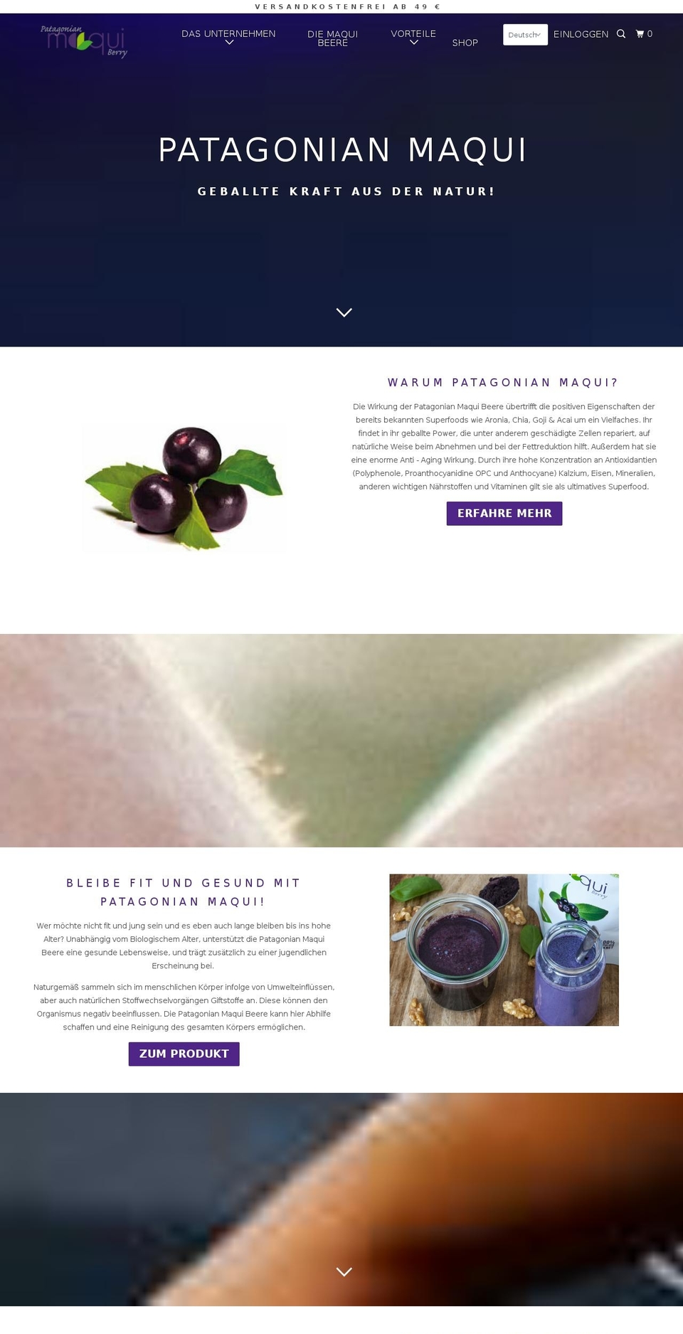 patagonianmaqui.com — Shopify storefront screenshot
