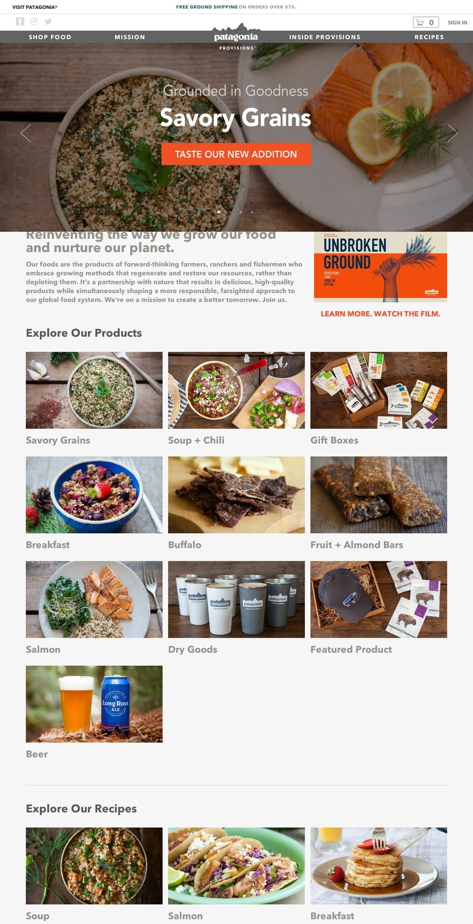 Launch Shopify theme site example patagoniaprovisions.com