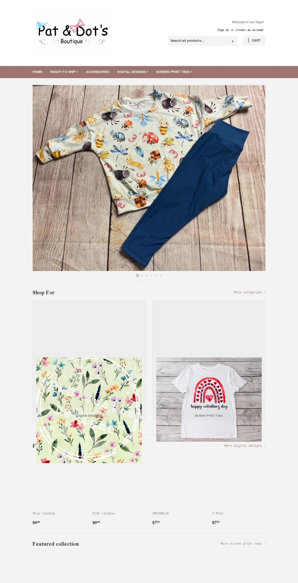 patanddots.com shopify website screenshot