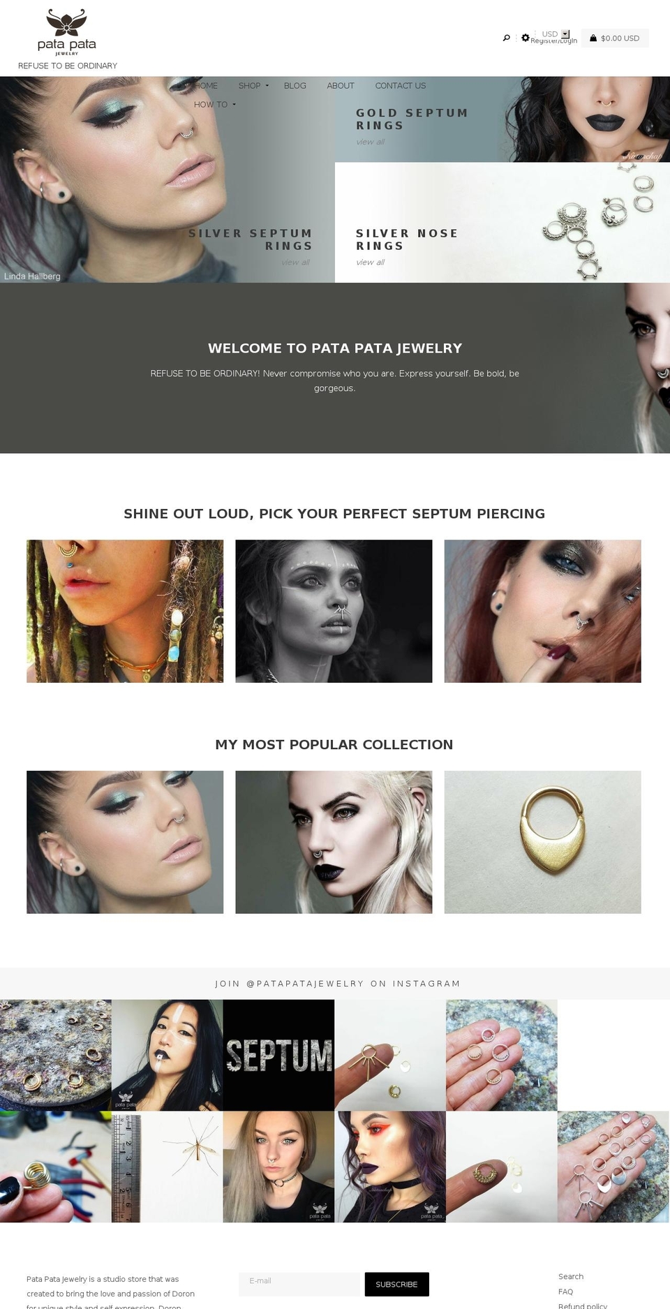 patapatajewelry.com shopify website screenshot