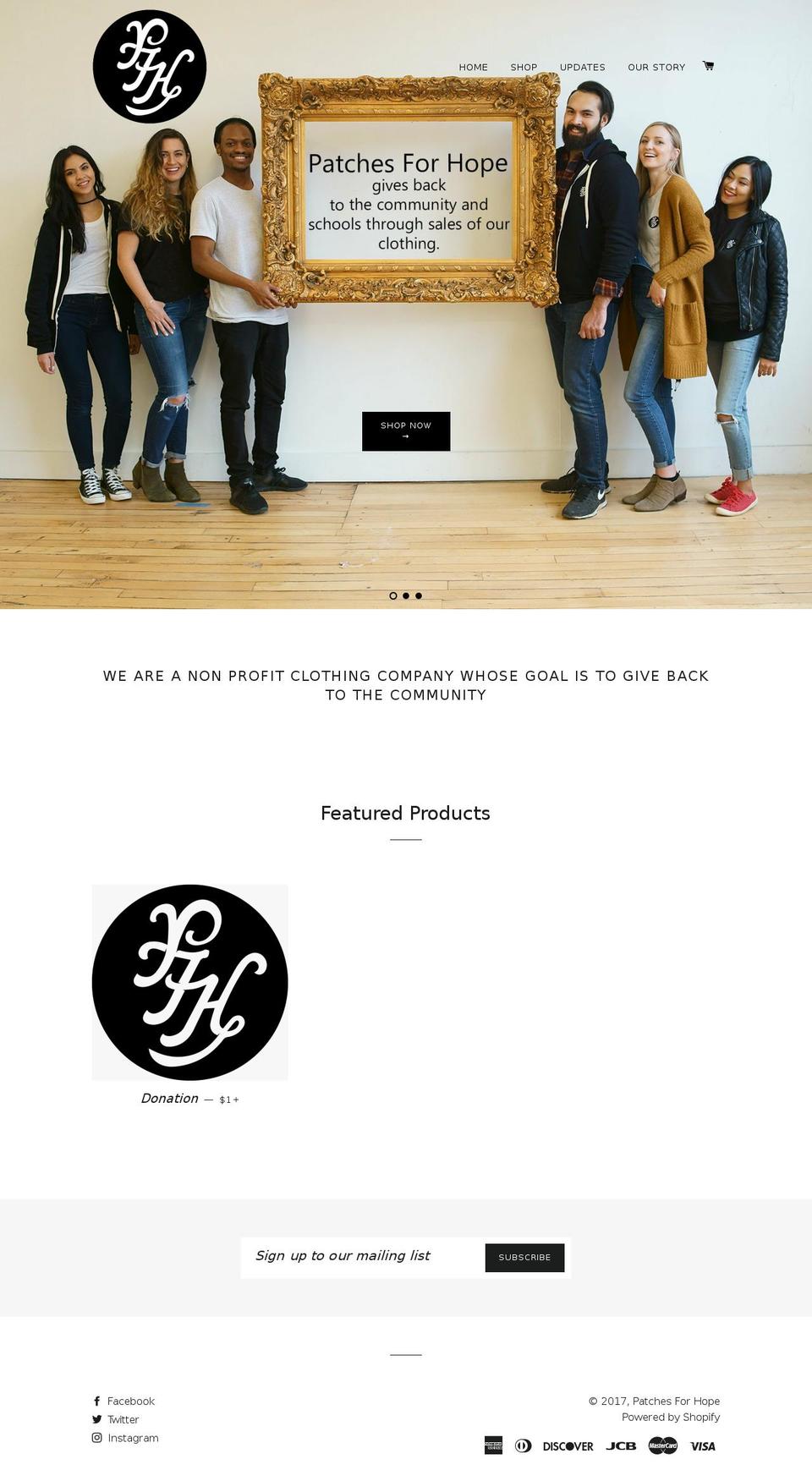 patchesforhope.com shopify website screenshot