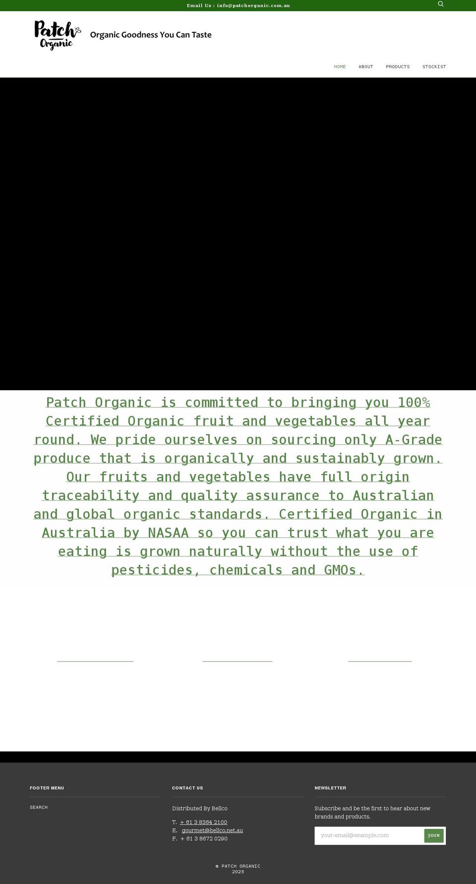 patchorganic.com.au shopify website screenshot