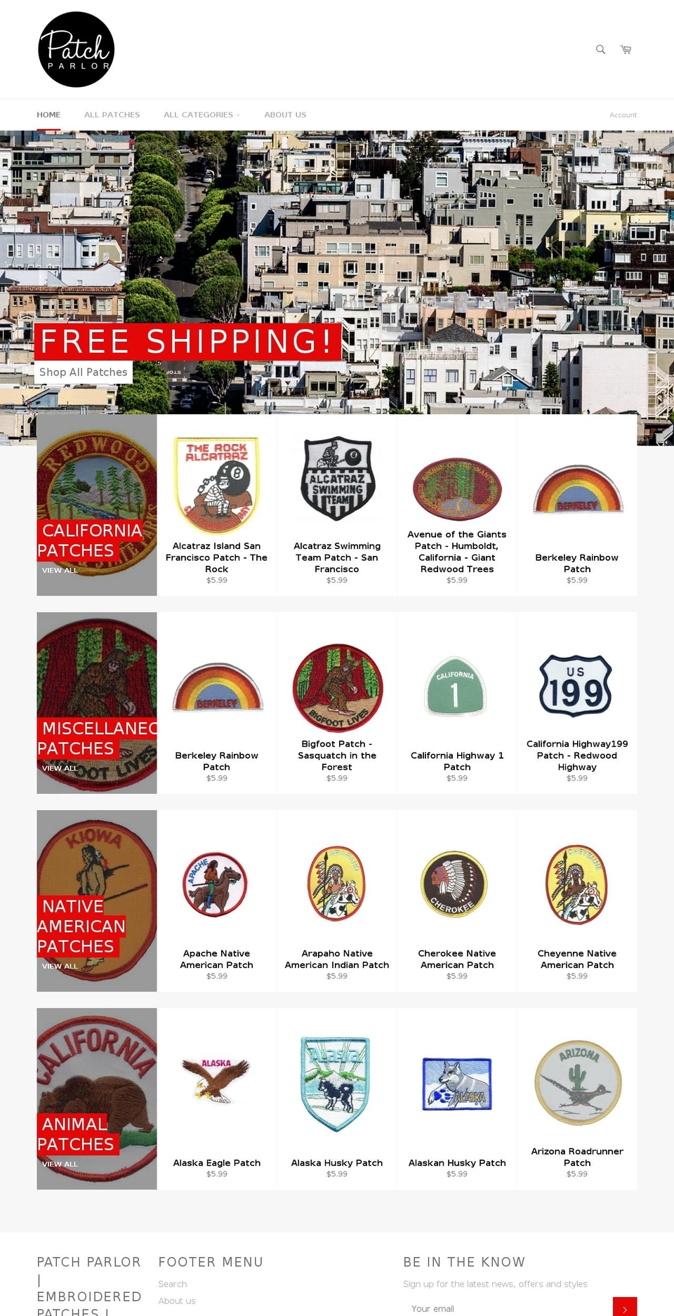 patchparlor.com shopify website screenshot