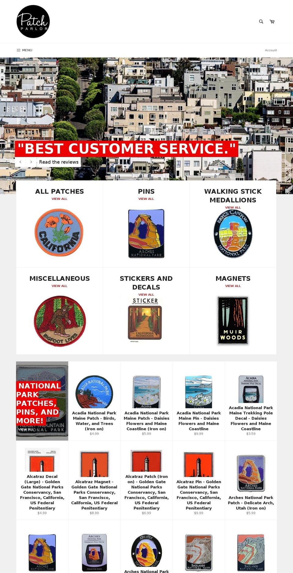patchparlour.com — Shopify storefront screenshot