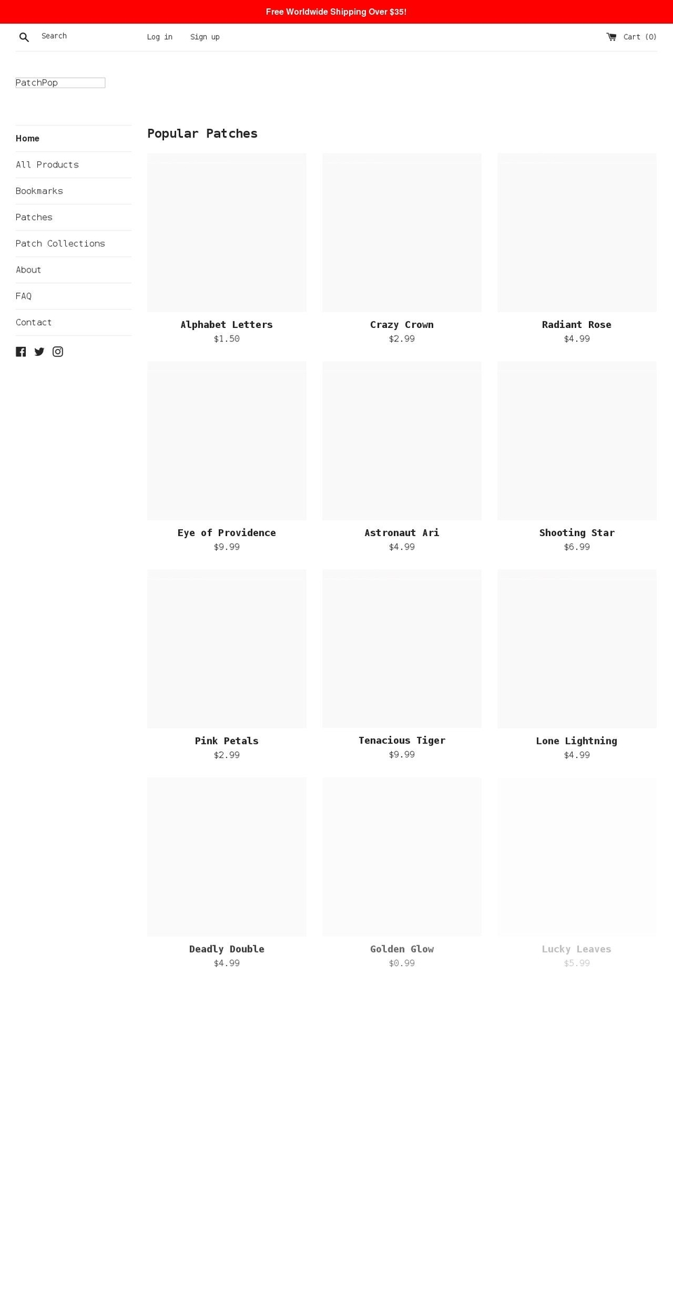 patchpop.com shopify website screenshot