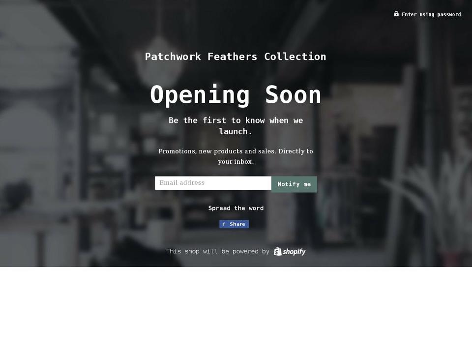 patchworkfeathers.com shopify website screenshot