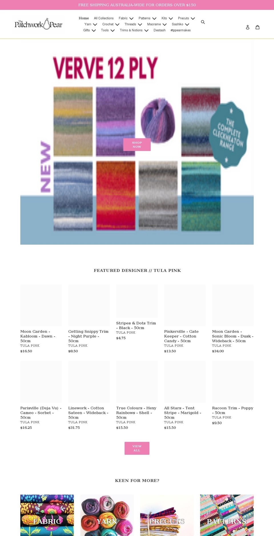 patchworkpear.com.au shopify website screenshot