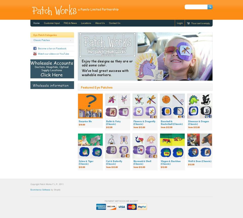 patchworkseyepatch.com shopify website screenshot