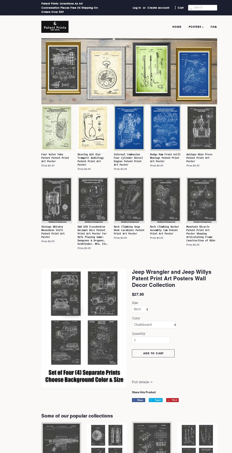 patentprintsandmore.com shopify website screenshot