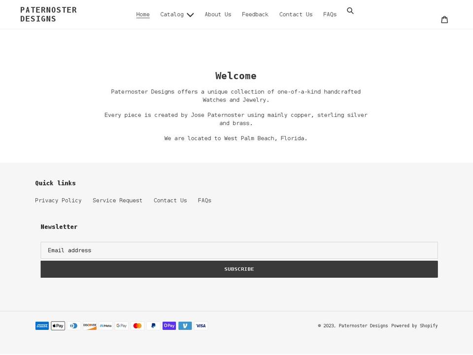 paternosterdesigns.com shopify website screenshot