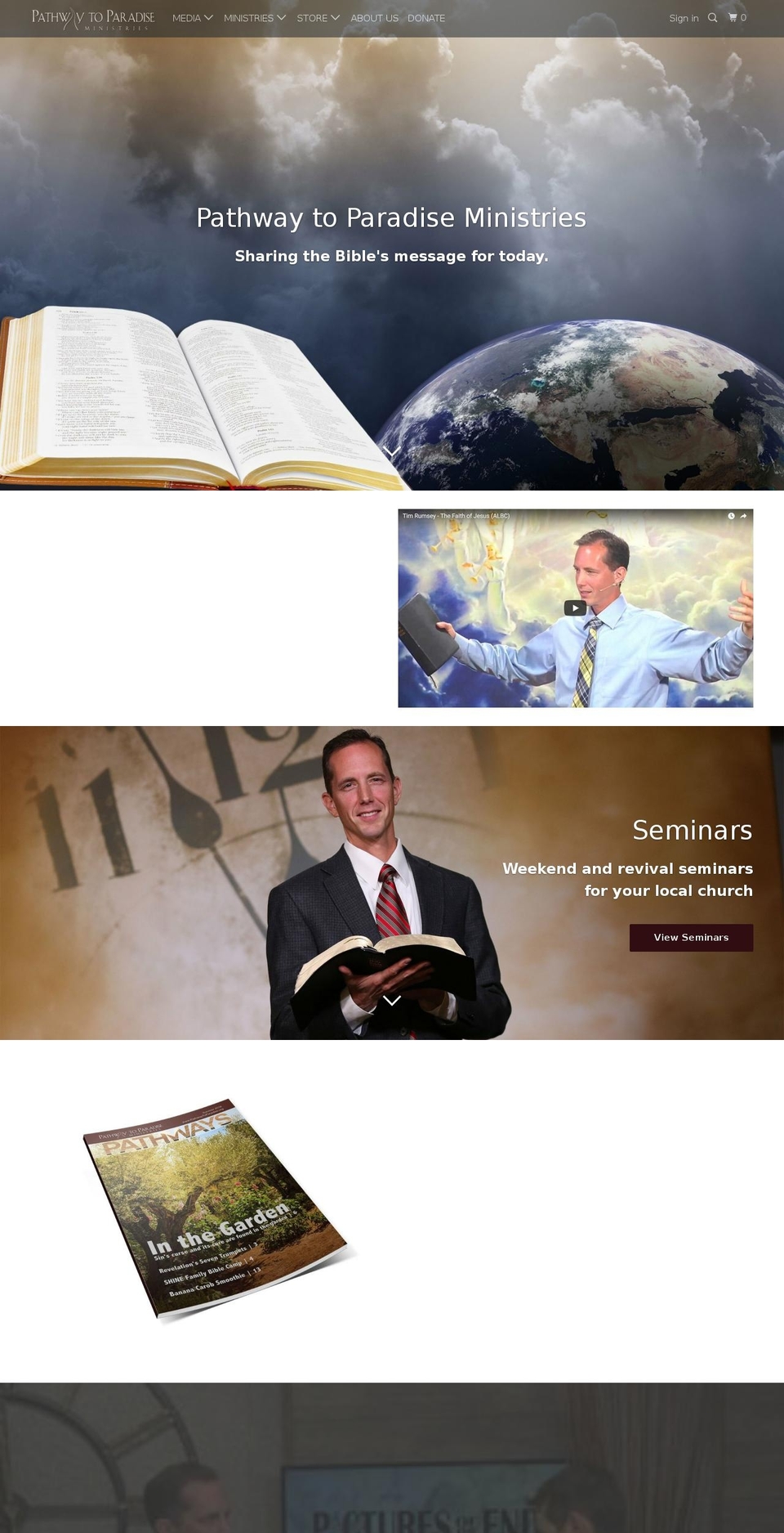 pathwaytoparadiseministries.com — Shopify storefront screenshot