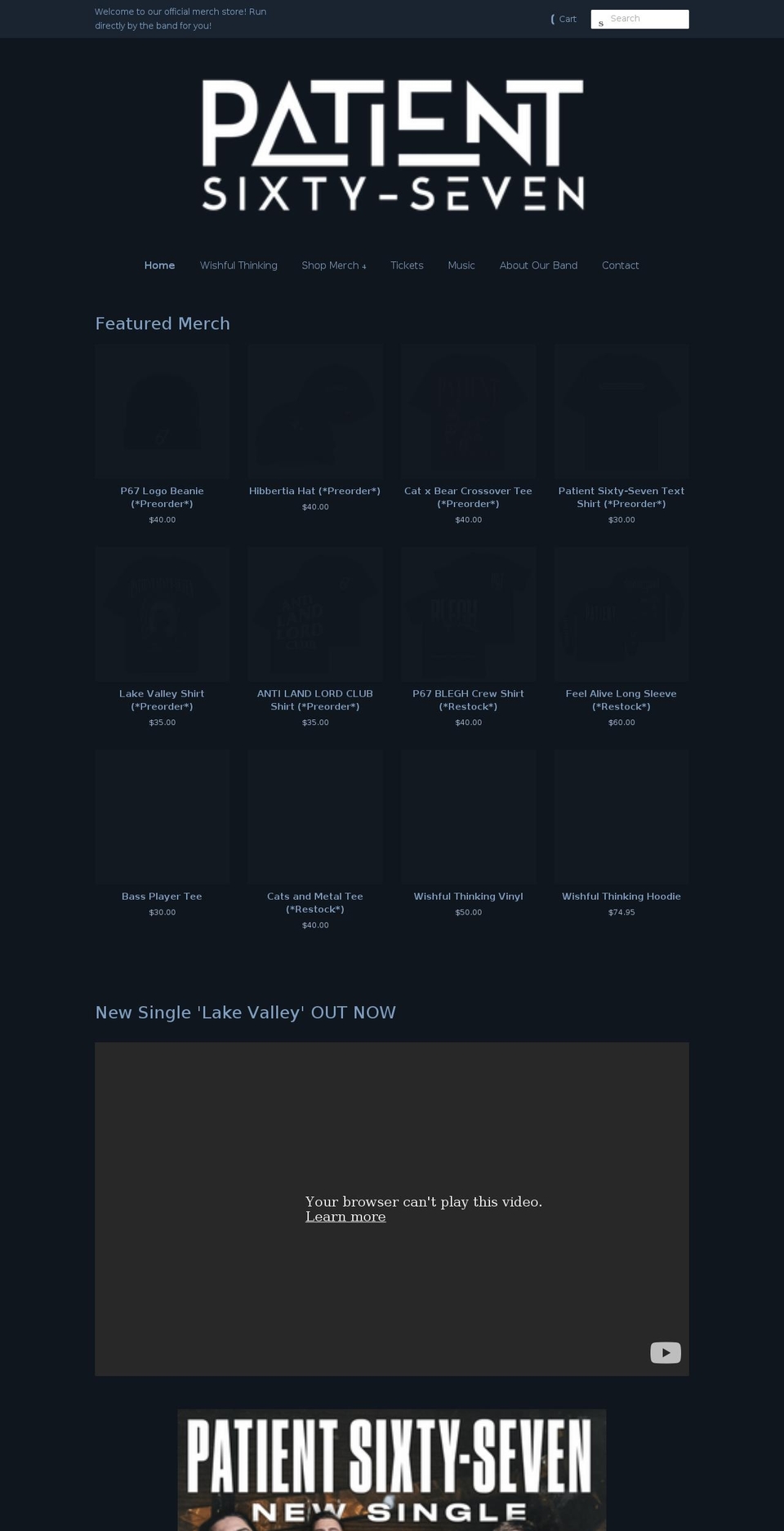 patientsixtyseven.com shopify website screenshot