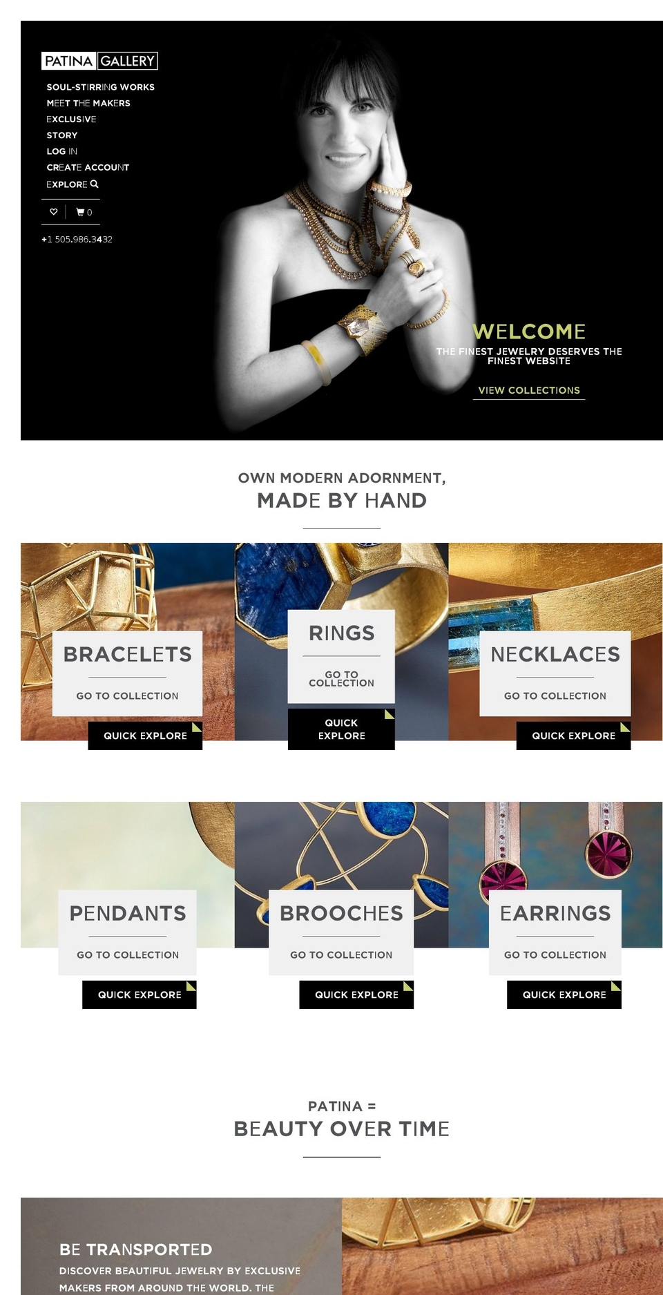 patina-gallery.com shopify website screenshot