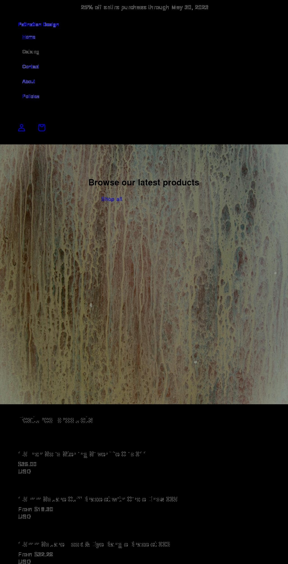 patinationdesign.com — Shopify storefront screenshot