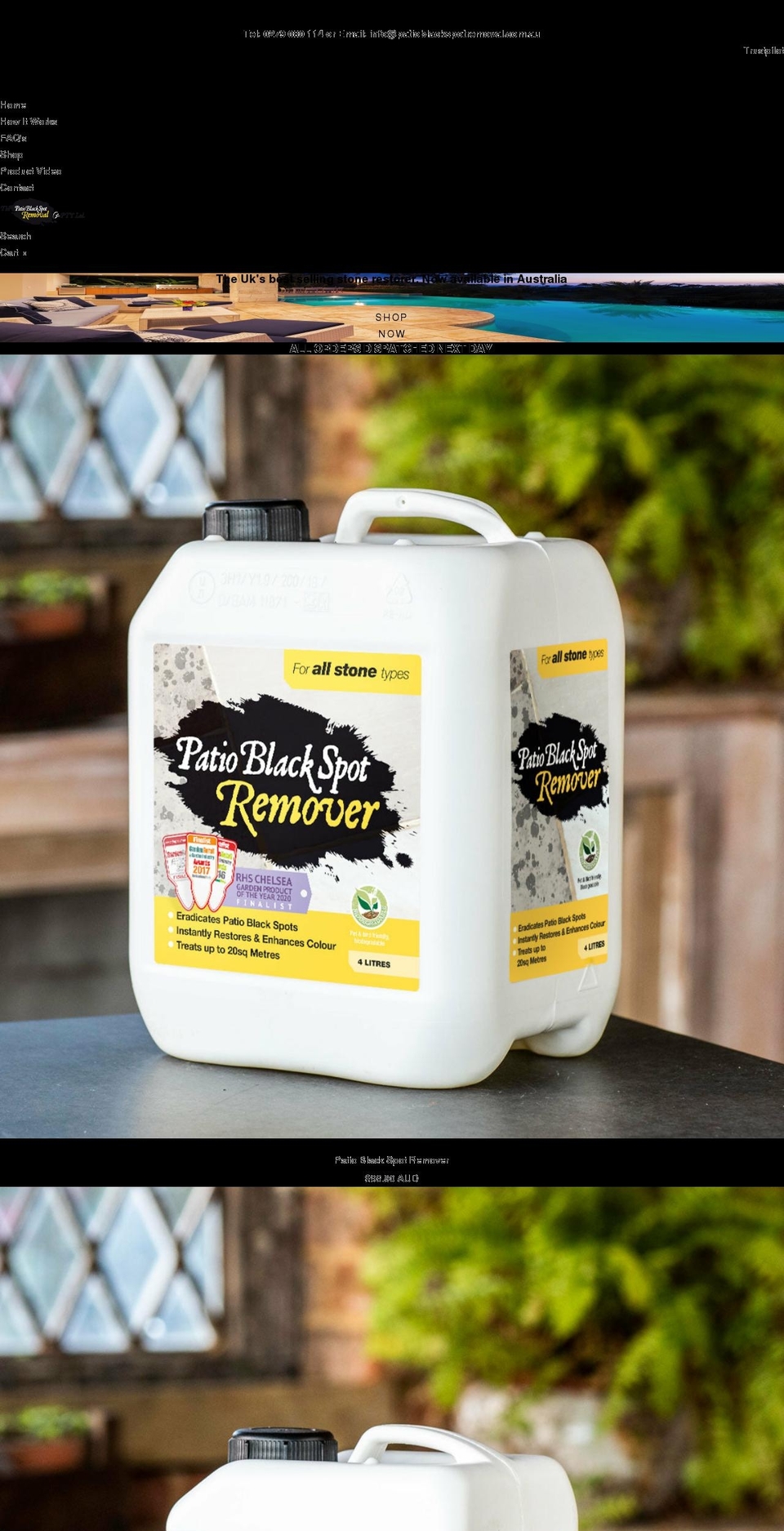 patioblackspotremoval.com.au shopify website screenshot