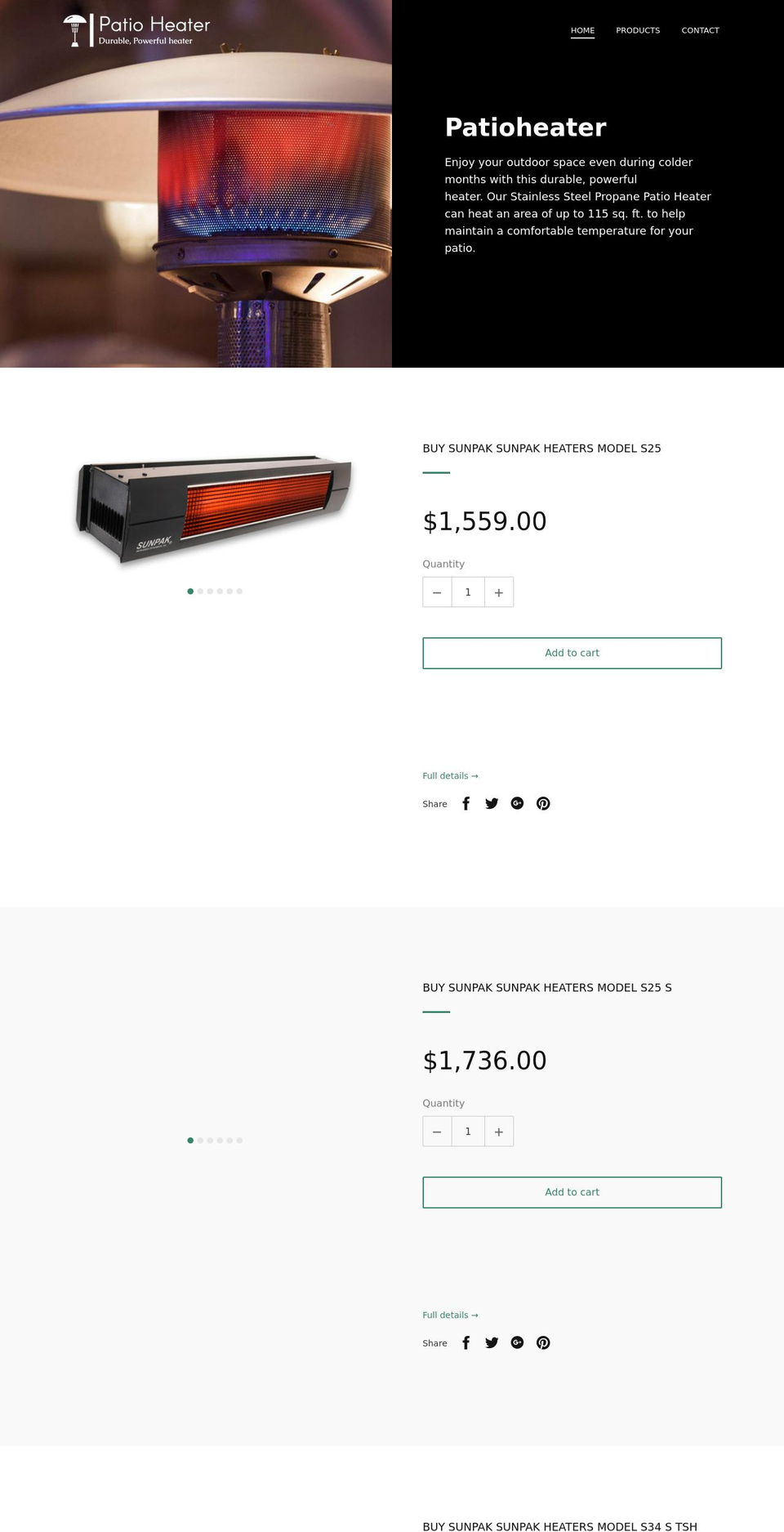 patioheater.com shopify website screenshot