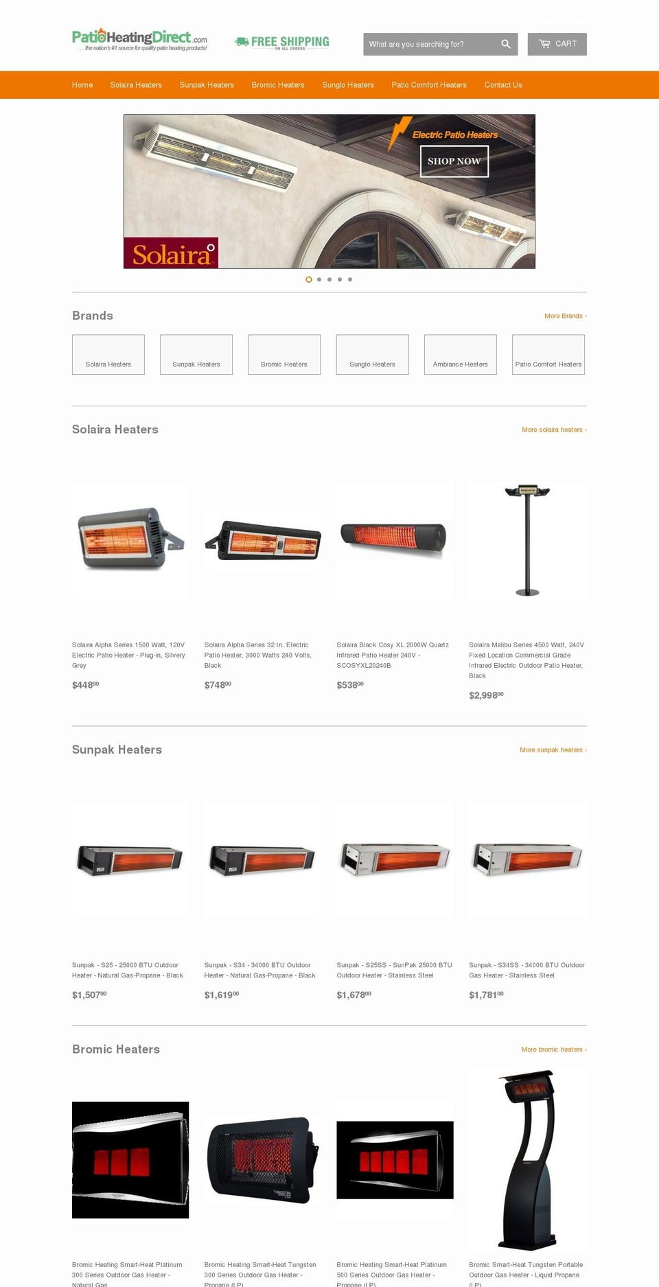 patioheatingdirect.com — Shopify storefront screenshot