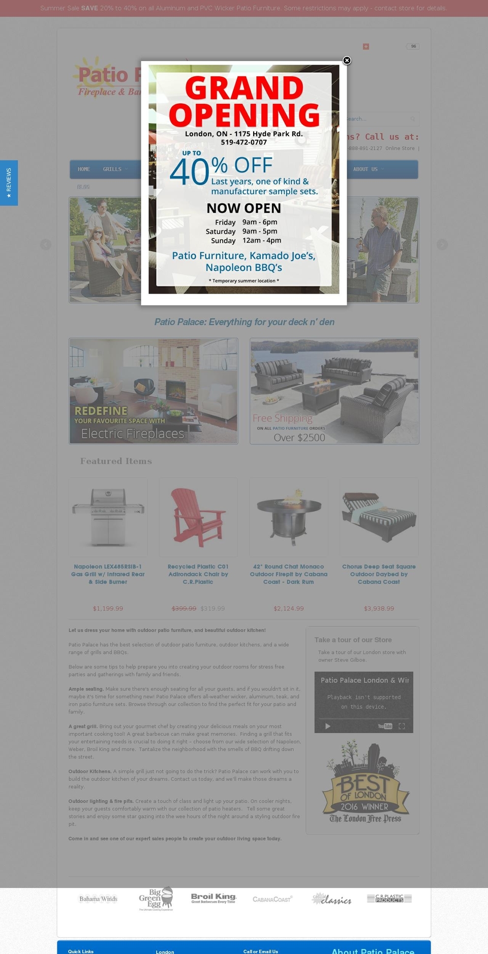 patiopalace.com shopify website screenshot