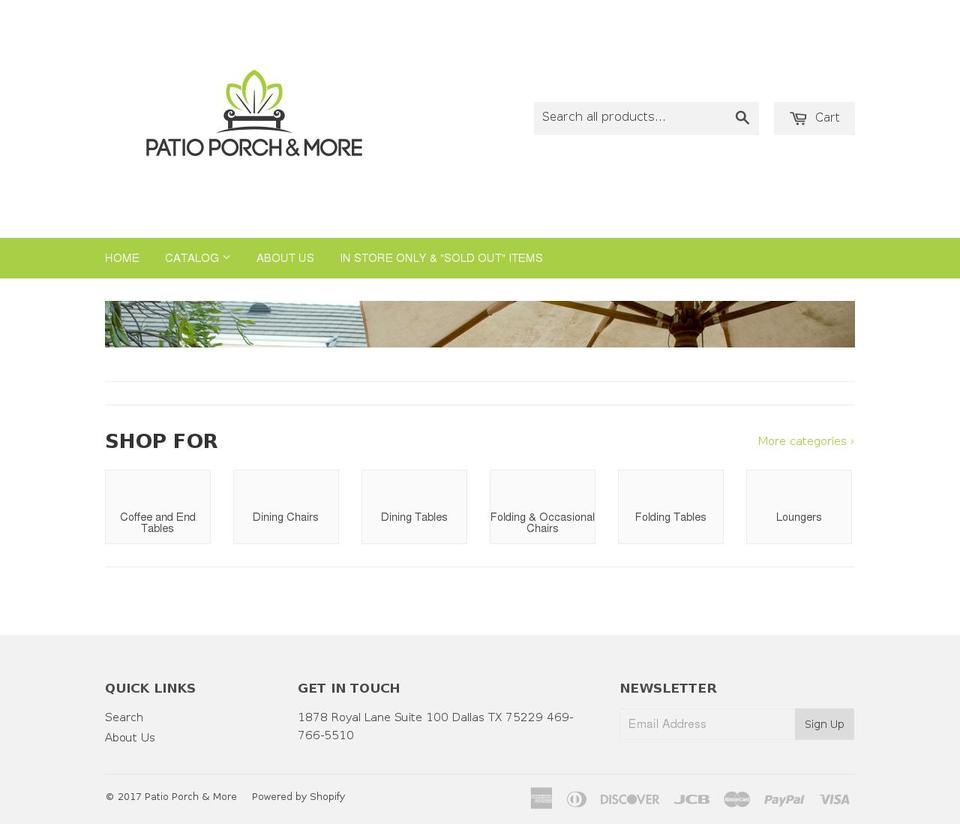 patioporchandmore.com shopify website screenshot