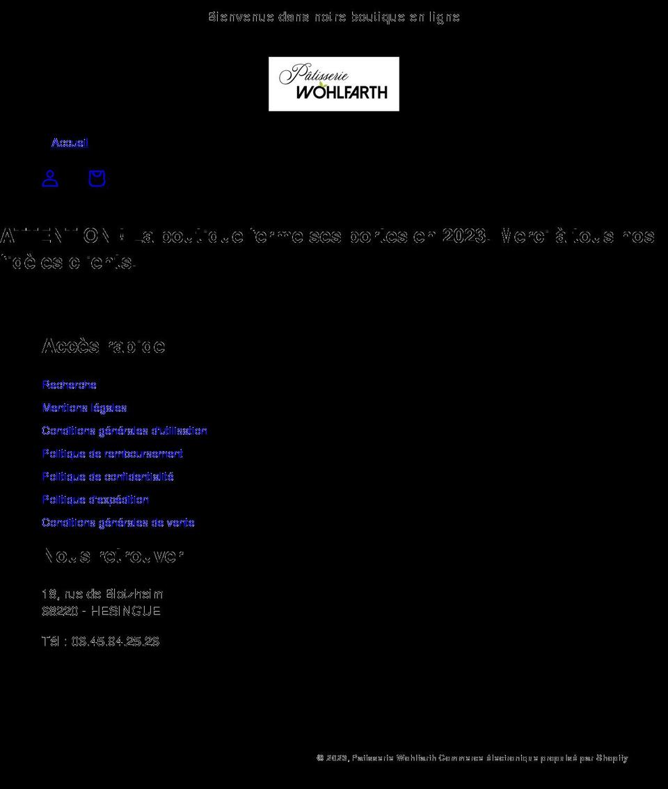 patisserie-wohlfarth.com shopify website screenshot