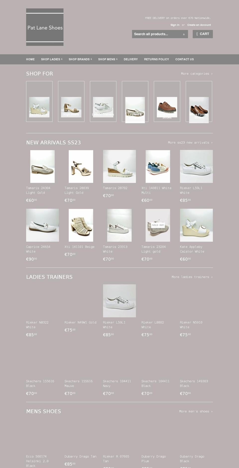 patlaneshoes.com shopify website screenshot