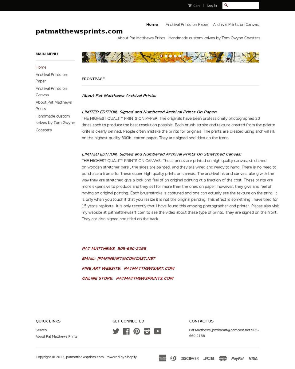 patmatthewsprints.com shopify website screenshot