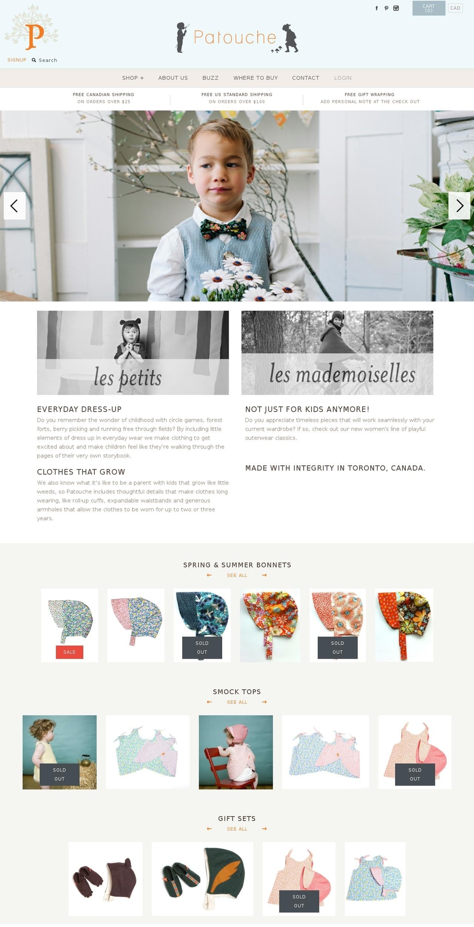 patouche.ca shopify website screenshot