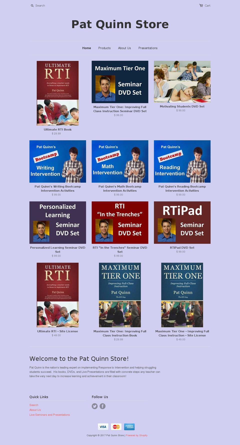 patquinnstore.com shopify website screenshot