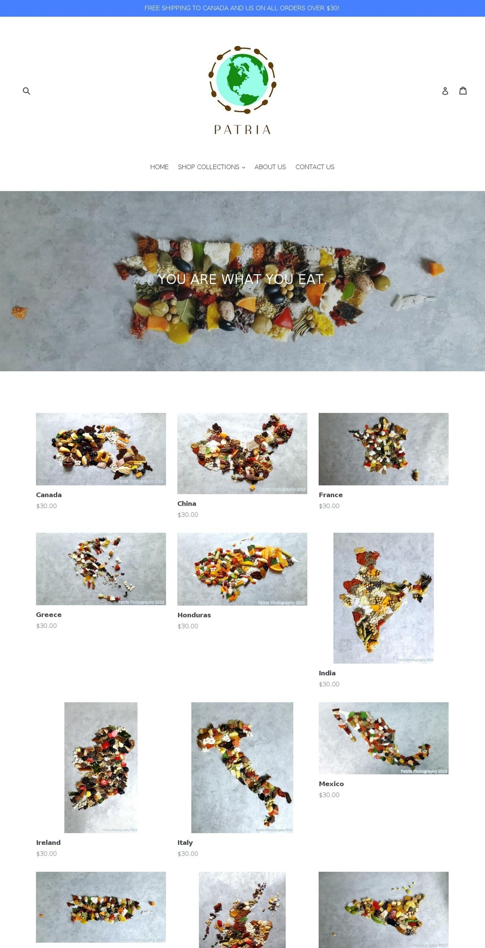 patriaprintshop.com — Shopify storefront screenshot