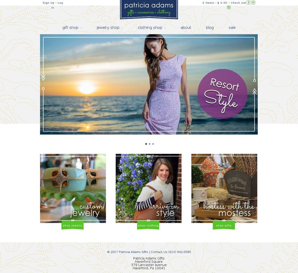 patricia-adams.com shopify website screenshot