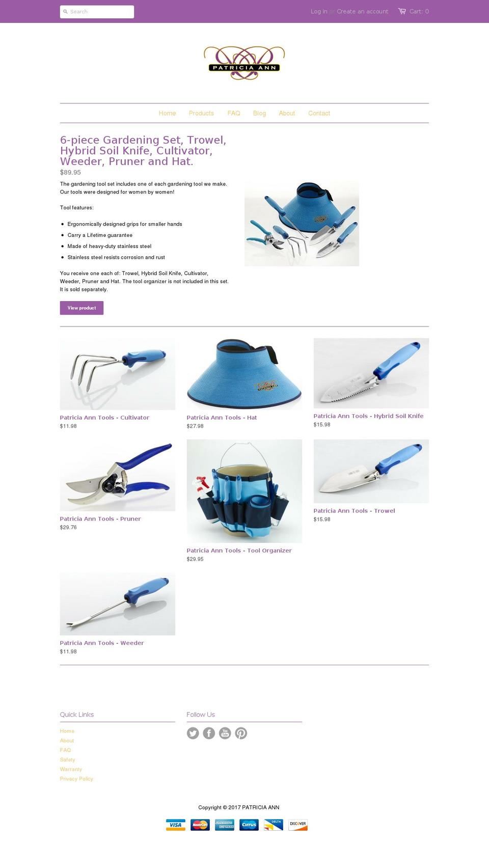 patriciaanntools.com shopify website screenshot