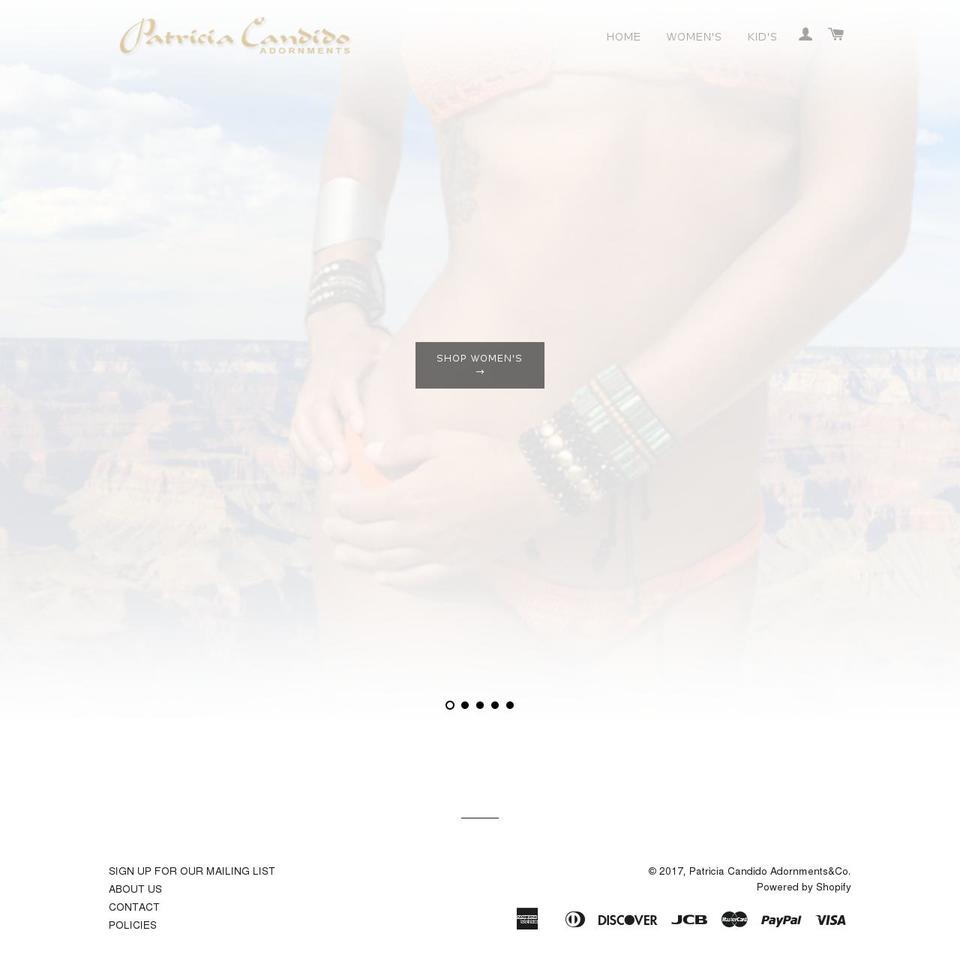 patriciacandidoadornments.com shopify website screenshot
