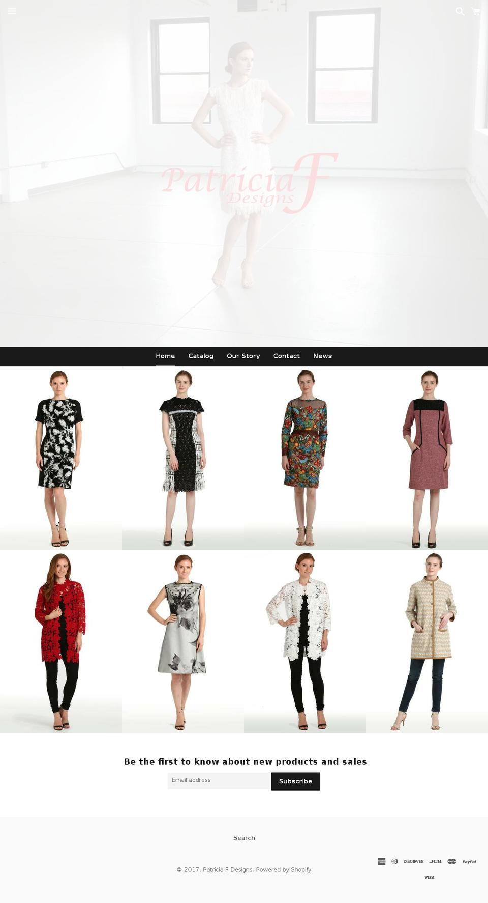 patriciaf.com shopify website screenshot