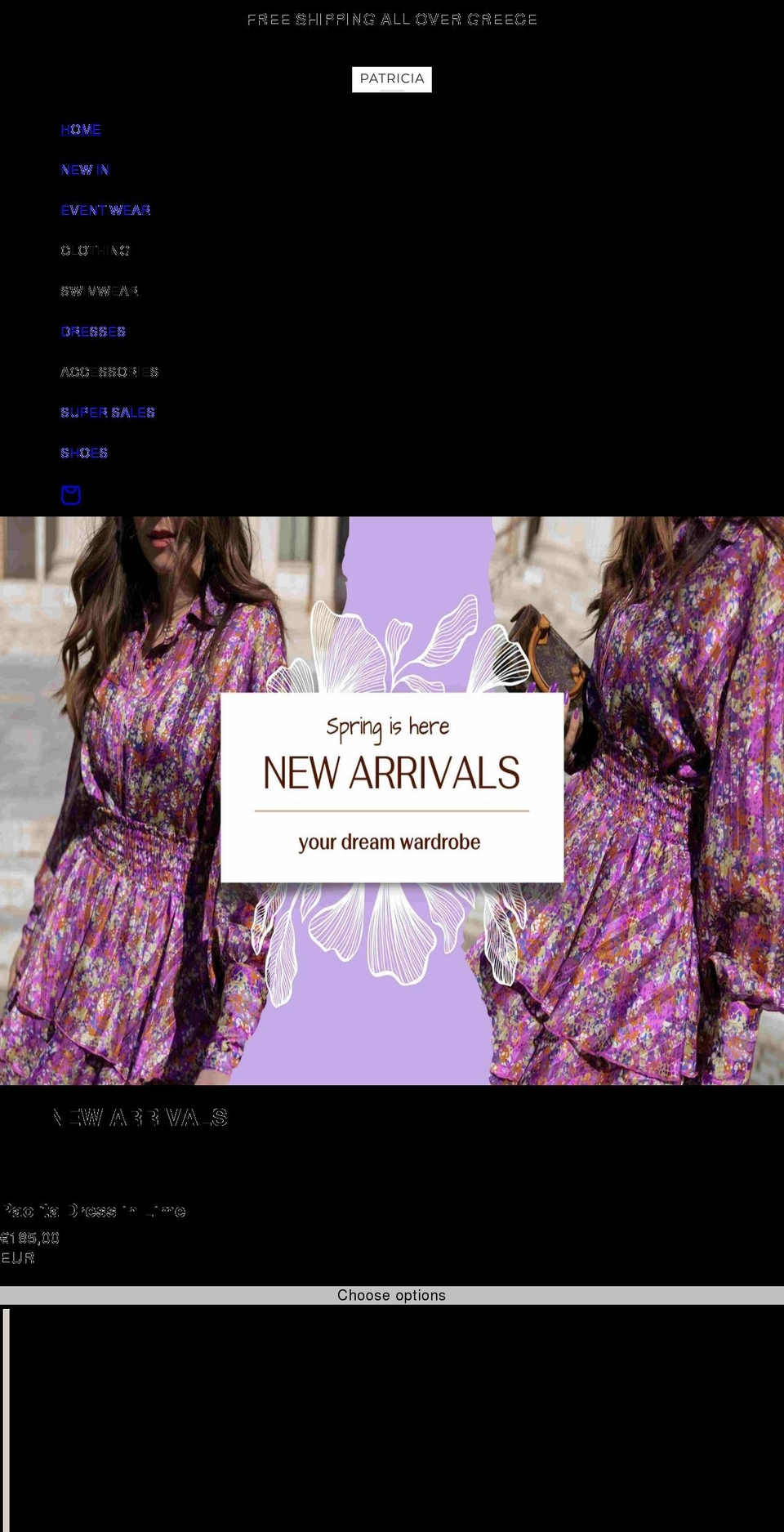 patriciafashion.com shopify website screenshot