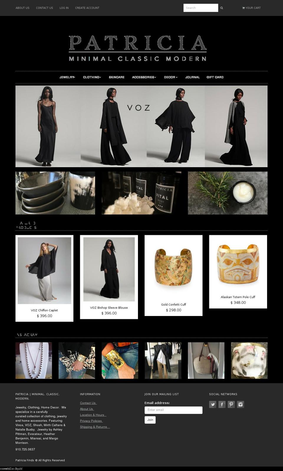 patriciafinds.com shopify website screenshot