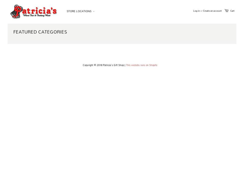 pats Shopify theme site example patriciasnovelties.com