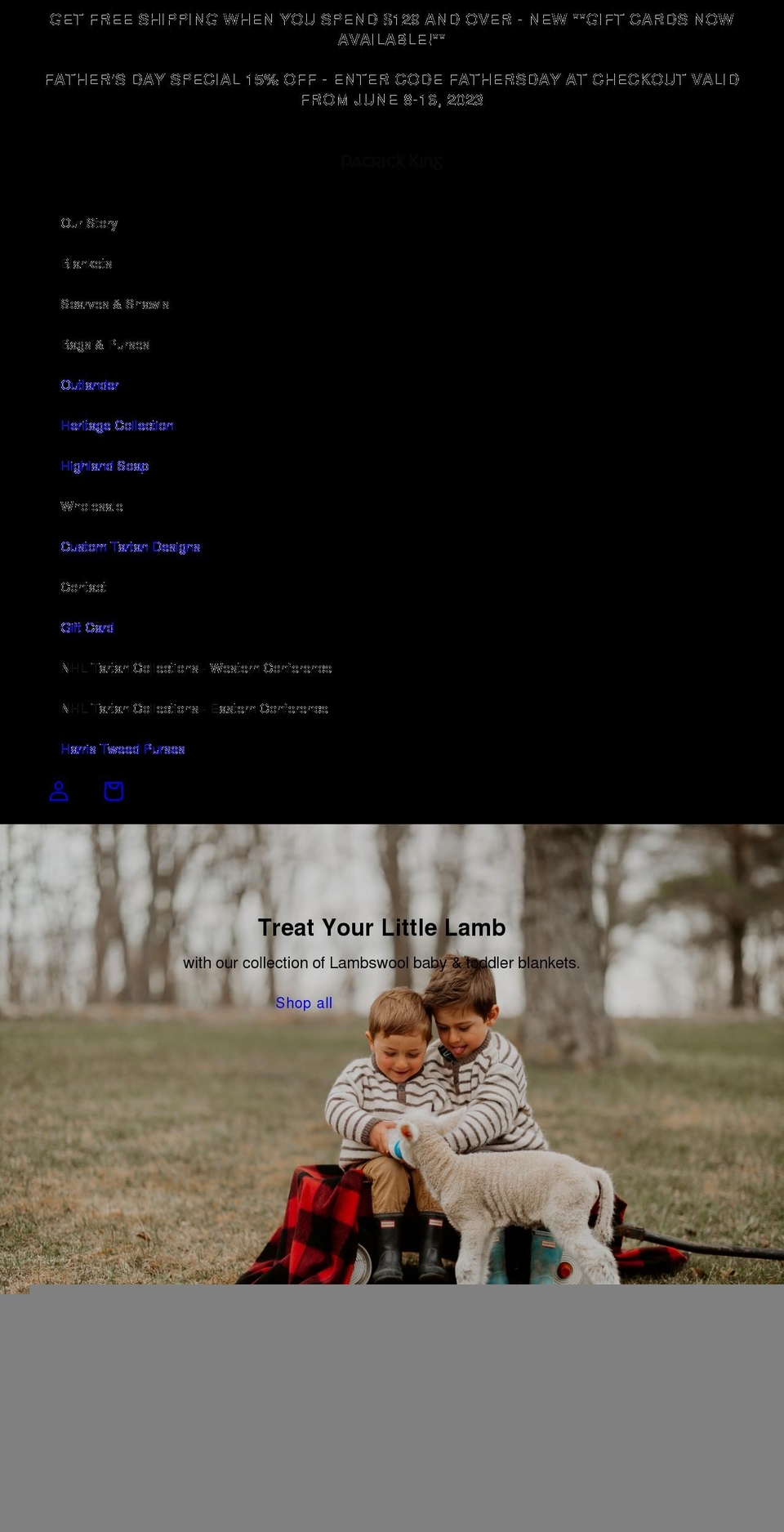 patrickkingwoollencompany.com shopify website screenshot