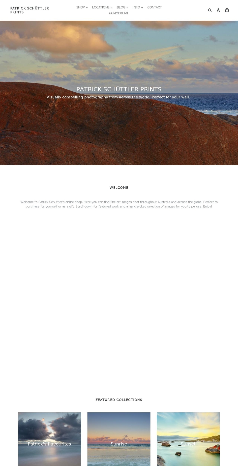 patrickschuttlerprints.com shopify website screenshot