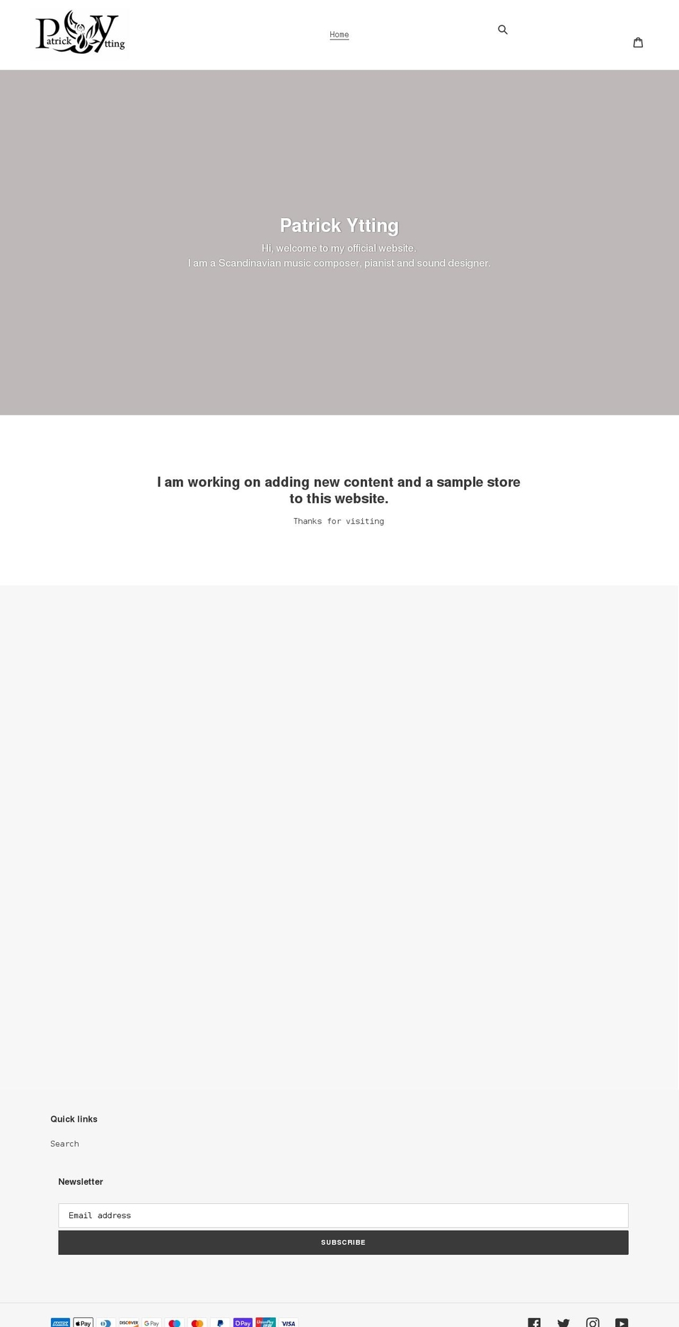 patrickytting.com shopify website screenshot