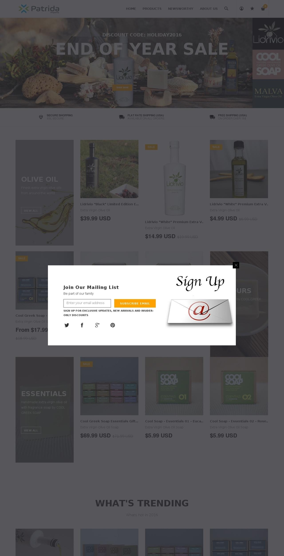 January Shopify theme site example patridaimports.com