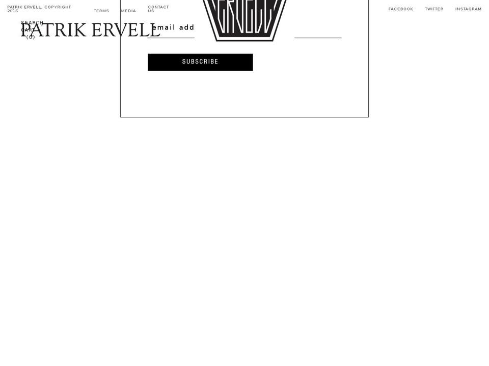 patrikervell.com shopify website screenshot
