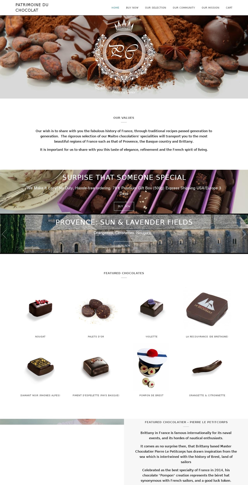 patrimoineduchocolat.com — Shopify storefront screenshot