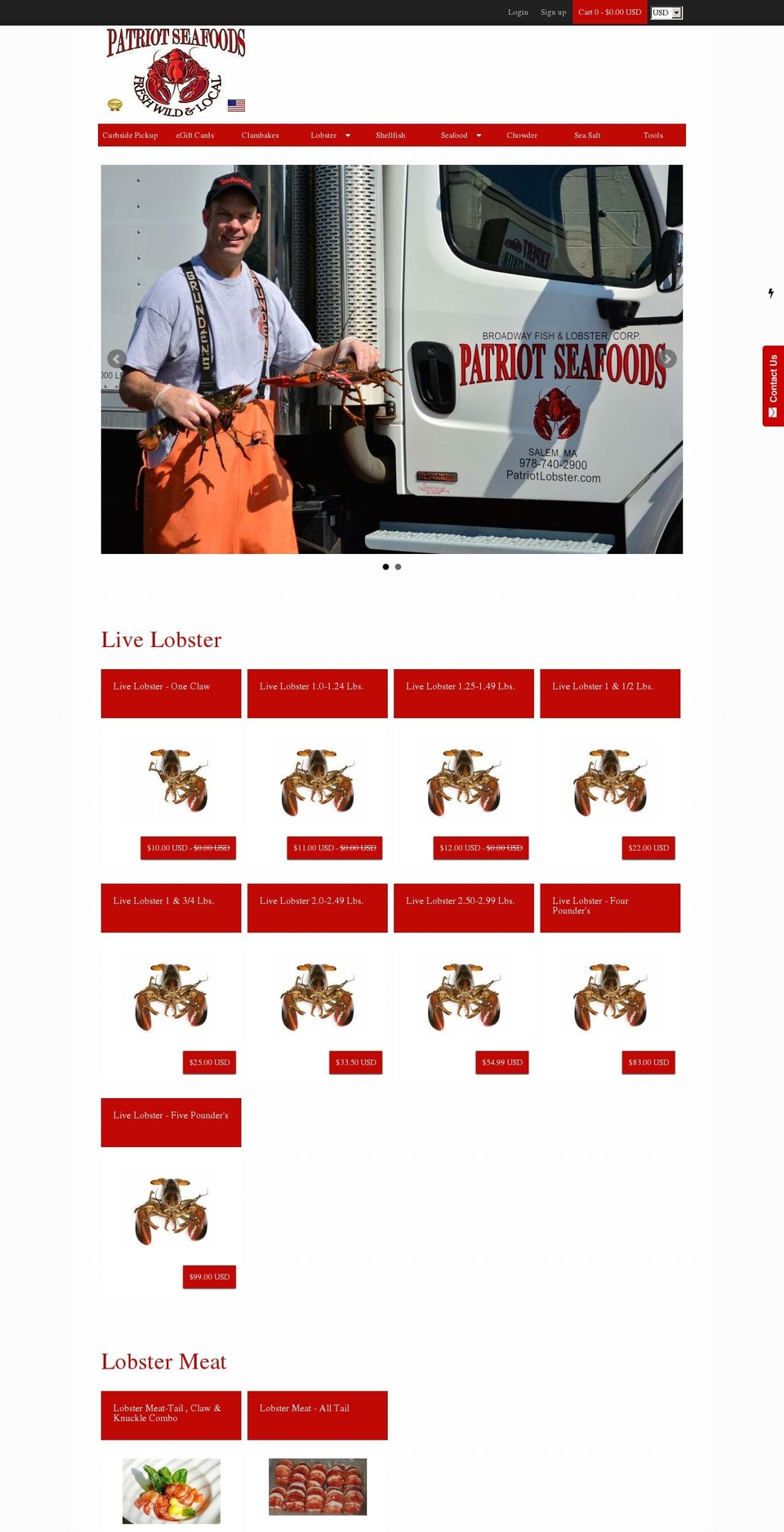 patriot-lobster.myshopify.com shopify website screenshot