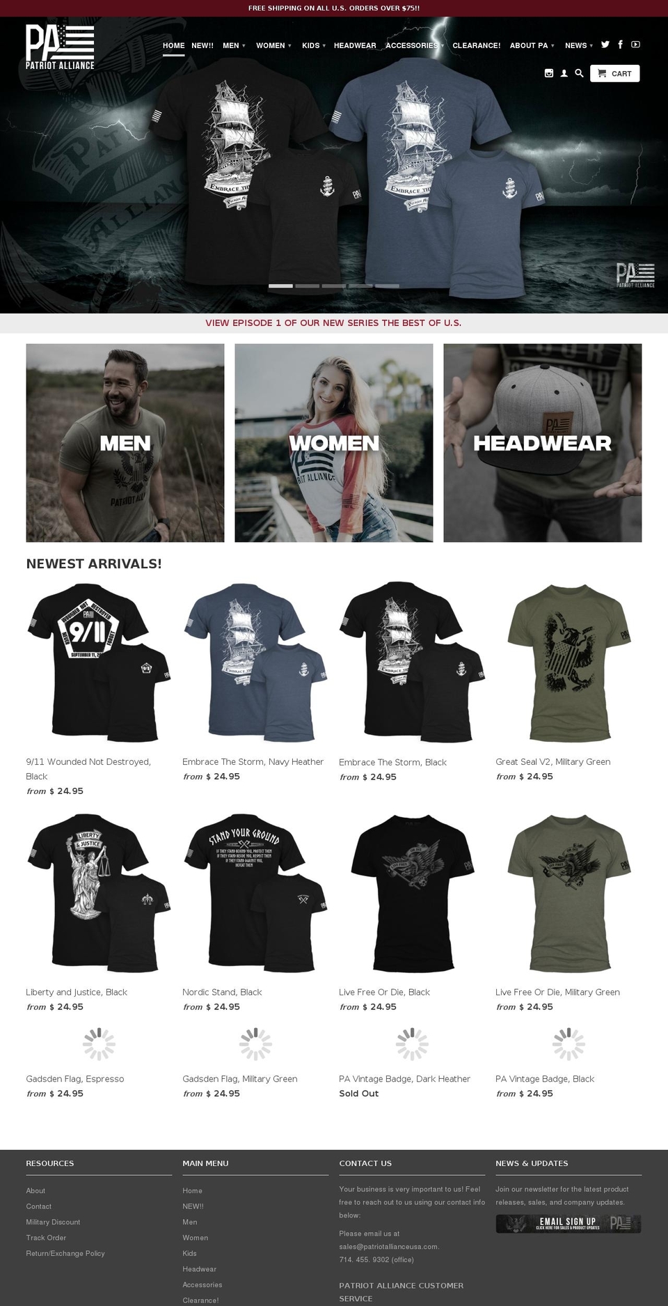 patriotallianceusa.net shopify website screenshot