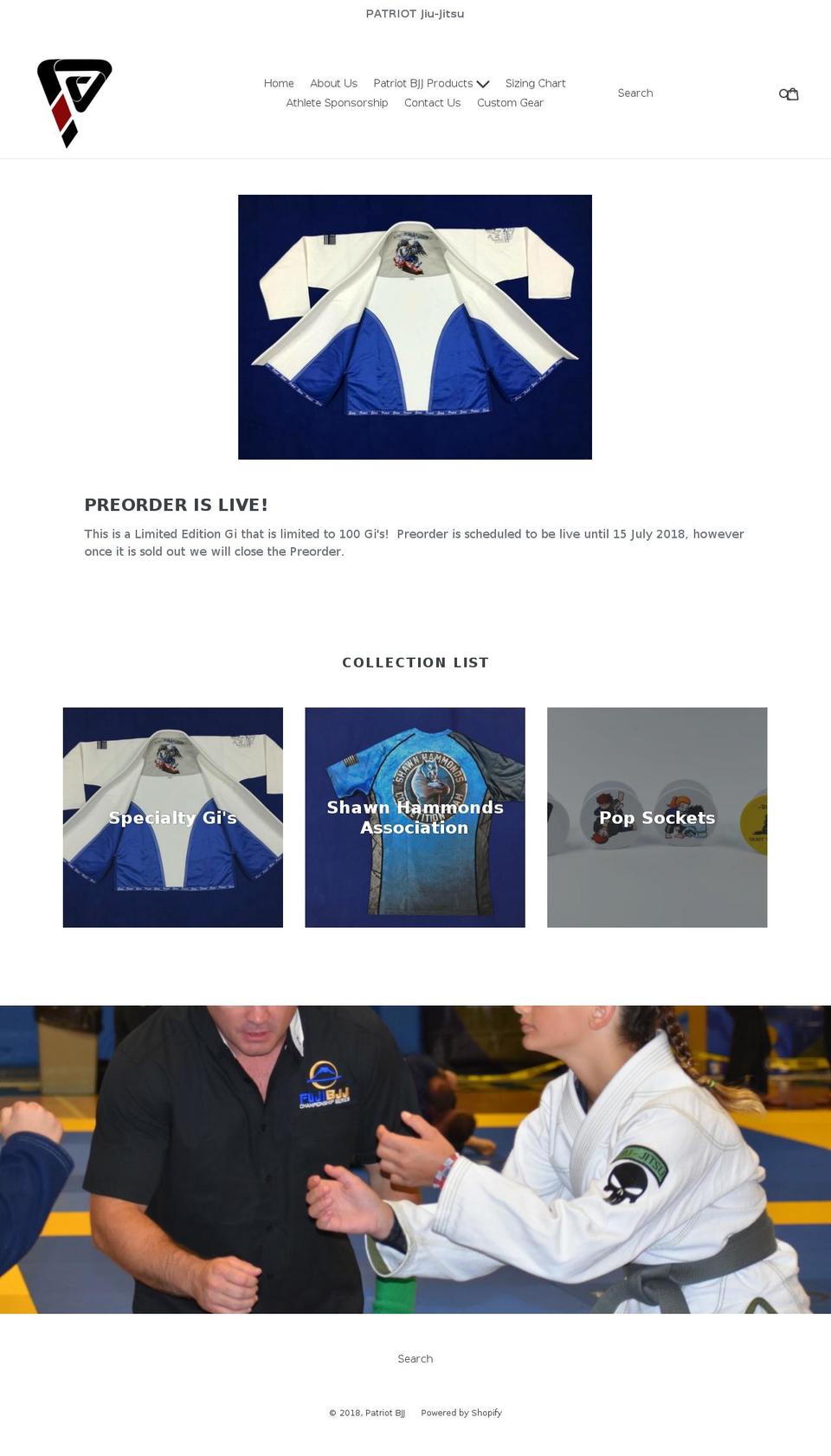 patriotbjj.com — Shopify storefront screenshot